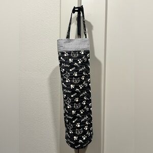 Handmade Cotton Black and White Cat Print Bag Holder. Made By My Momma!🥰Joy